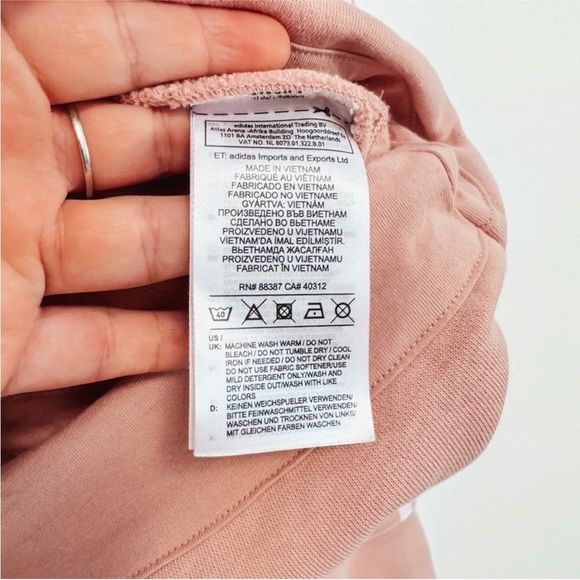 Adidas Pink Boxy Drawstring Sweatshirt with Long Sleeves - Large - Picture 6 of 12